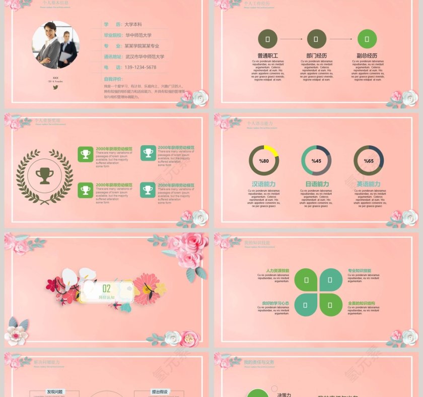 清新文艺个人竞聘简历PPT 第2张