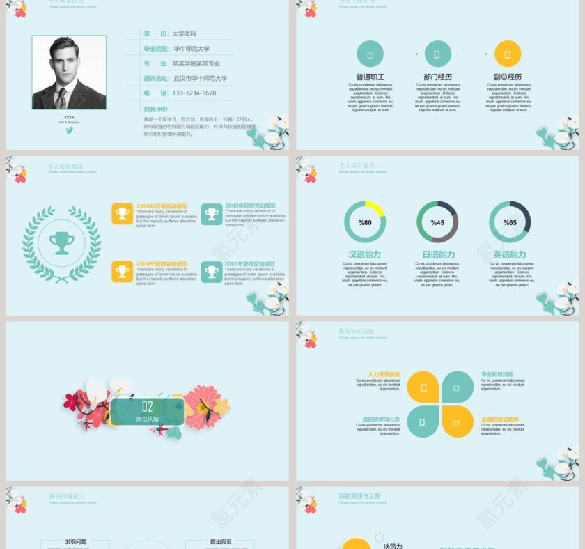 清新文艺个人竞聘简历模板第2张