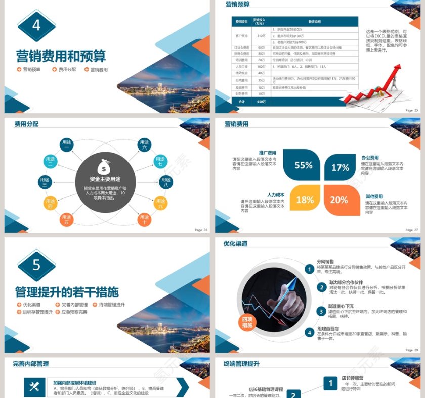 彩色大气第X季度市场营销计划PPT模板第5张