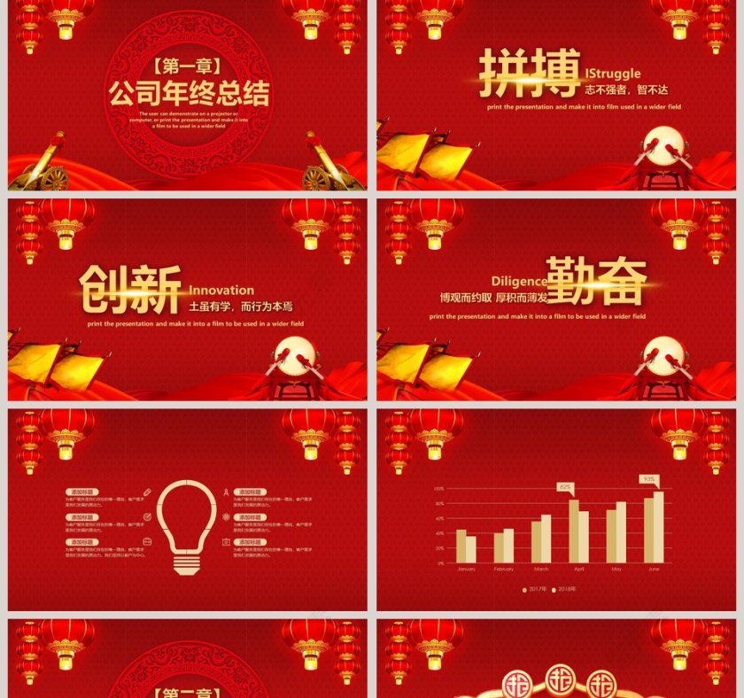 中国风红色大气公司企业开门红ppt第2张