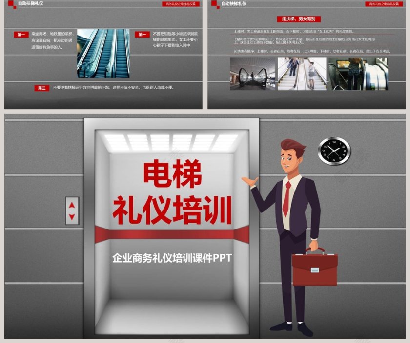 电梯礼仪培训企业商务礼仪培训课件PPT模板第5张