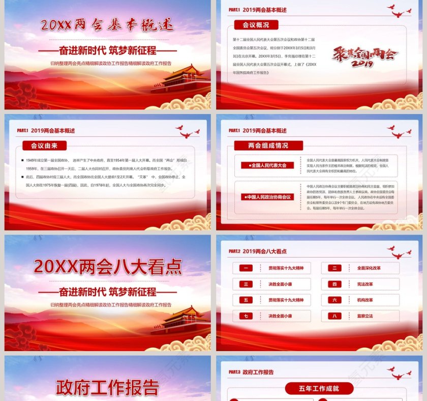 大气全国两会精神工作报告解读PPT模板第2张