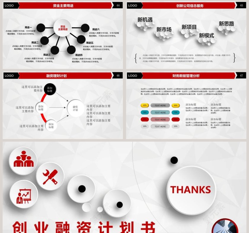 框架完整创业融资计划书PPT模板第8张