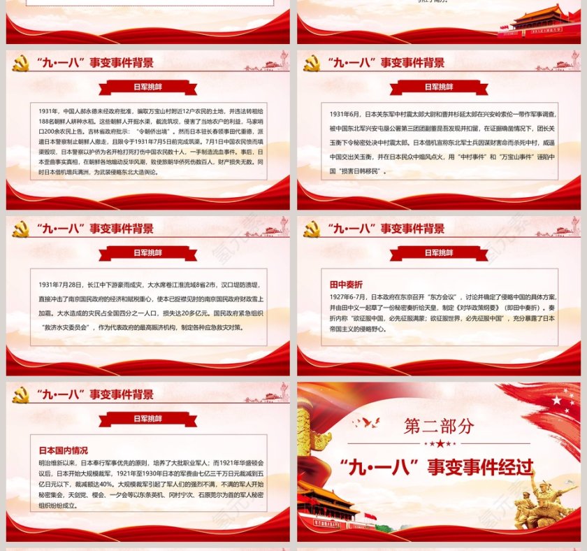 九一八事变国耻纪念日PPT模板第4张