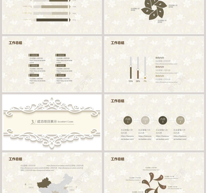 复古季度工作总结PPT模板第3张