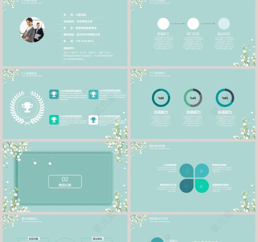 清新文艺学生会干部竞选PPT第2张