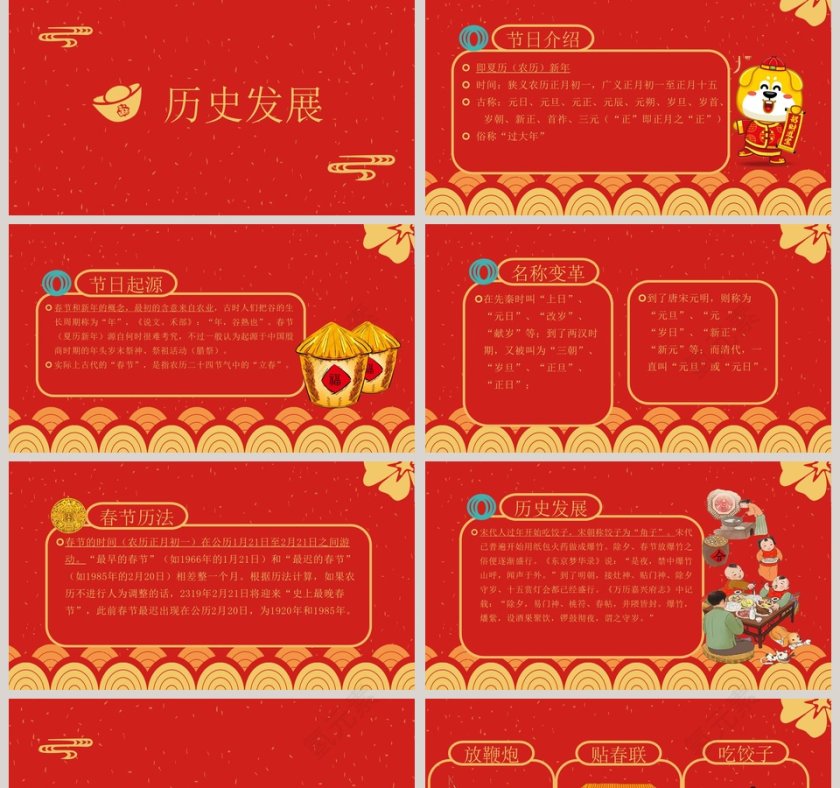 红色大气喜庆春节传统习俗ppt第2张