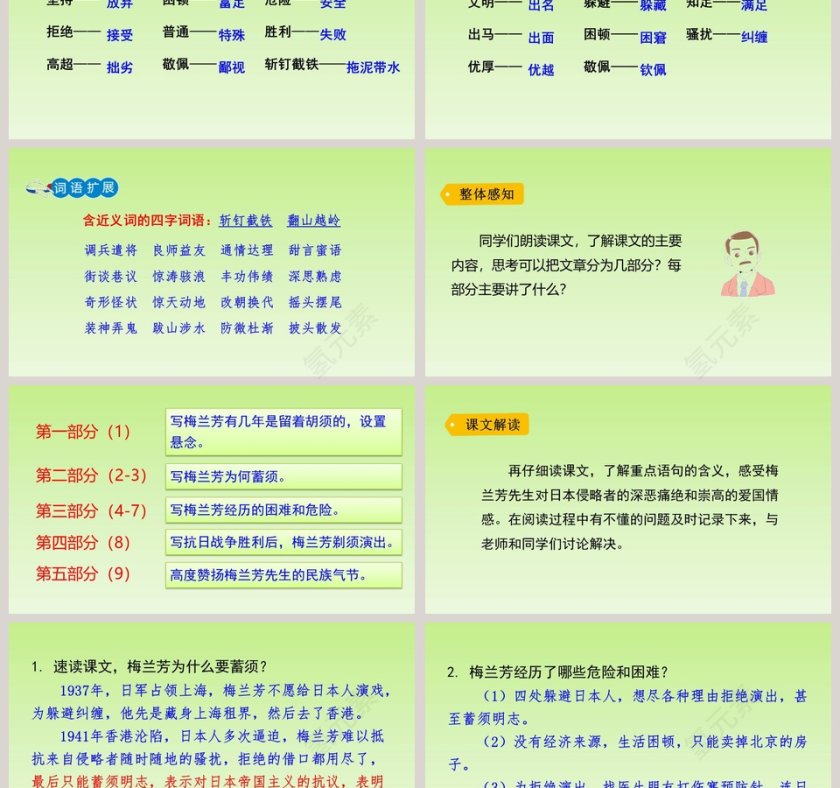 课文解析四年级语文上册梅兰芳蓄须语文课件PPT第3张