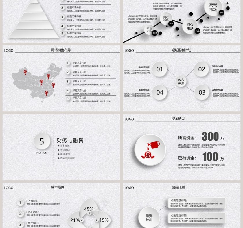白色质感商业创业融资计划书PPT模板第6张