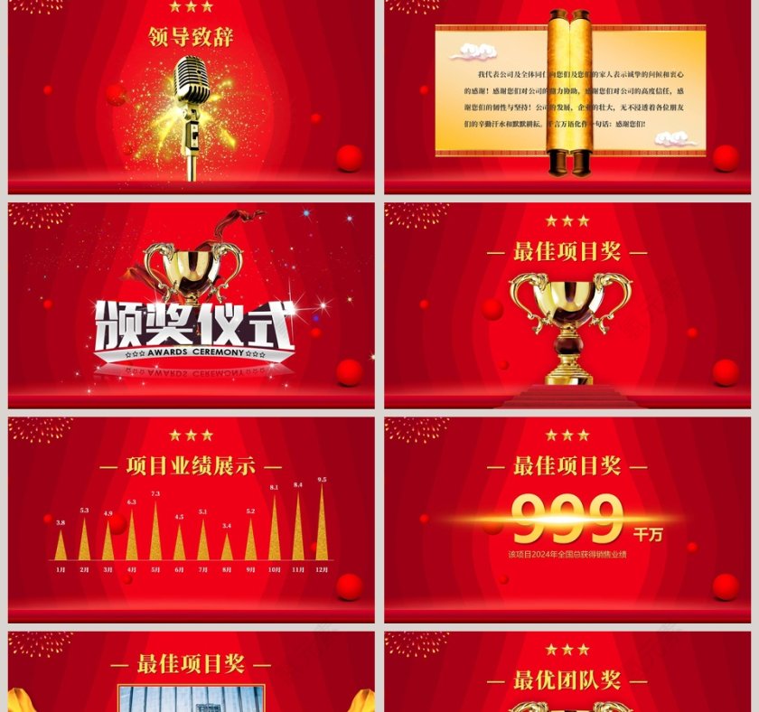 红色简约公司年终盛会PPT 第2张