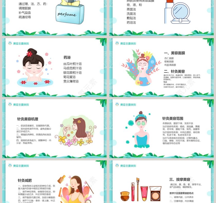 简约商务美容美体护肤调养主题宣传PPT模板第3张