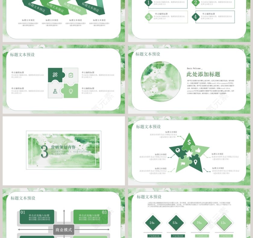 绿色水彩创意营销策划方案ppt第3张