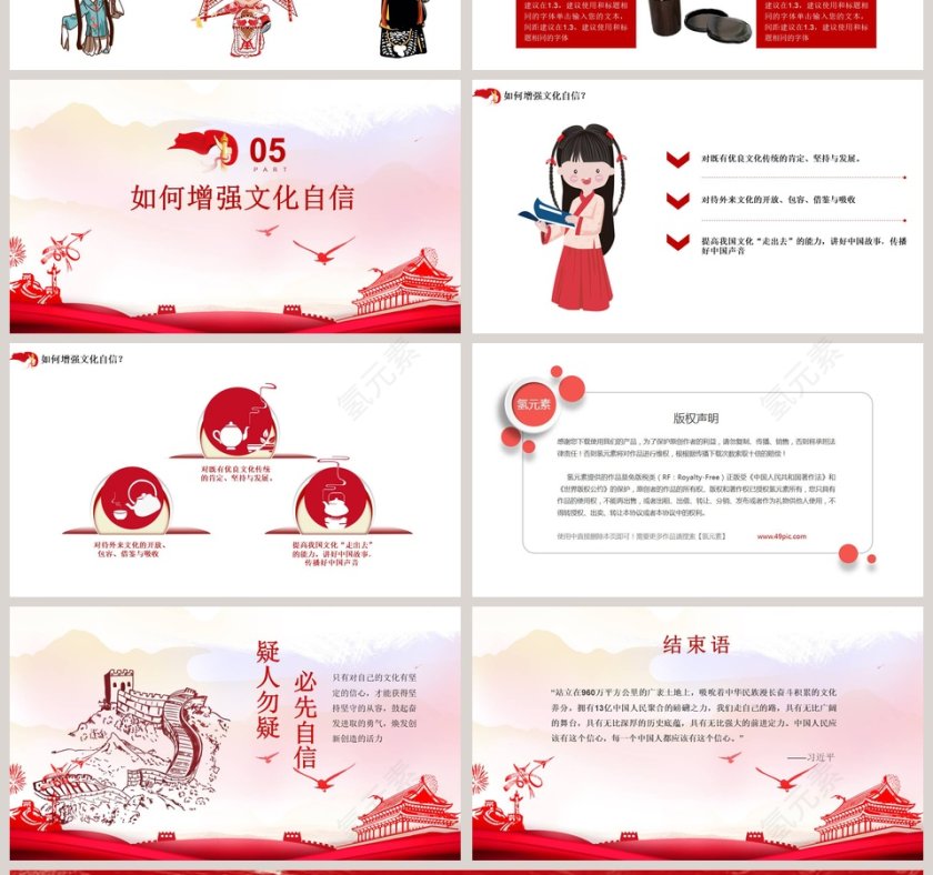 关于文化构建四个自信的学习增强文化自信PPT模板第4张