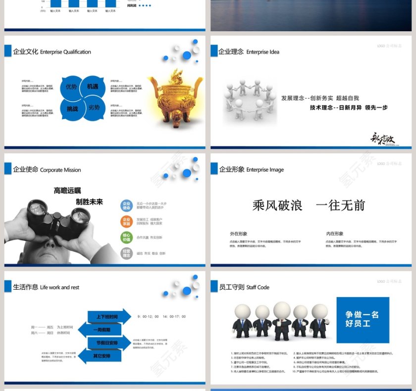 蓝色简约大气新员工入职培训PPT模板第4张
