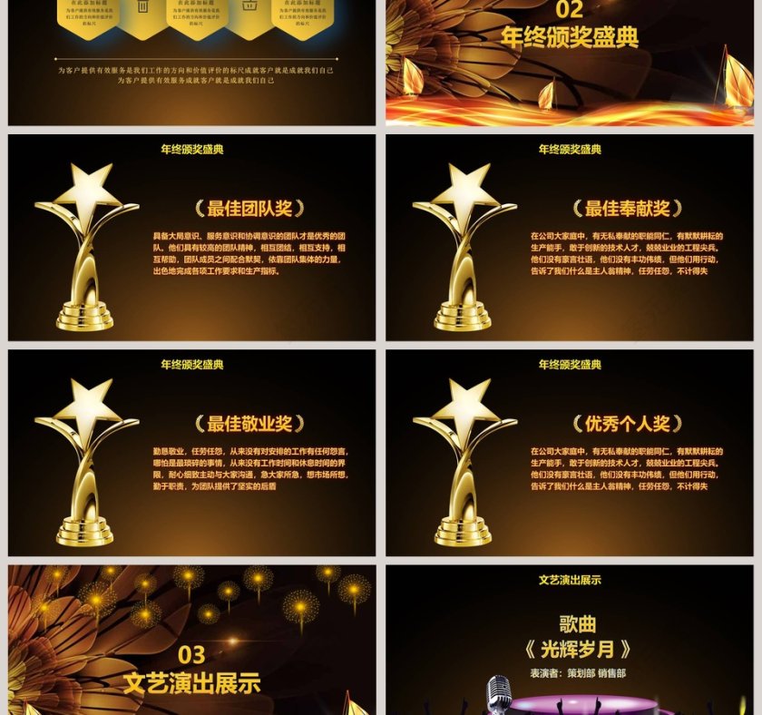 大气年终总结年会颁奖PPT第3张