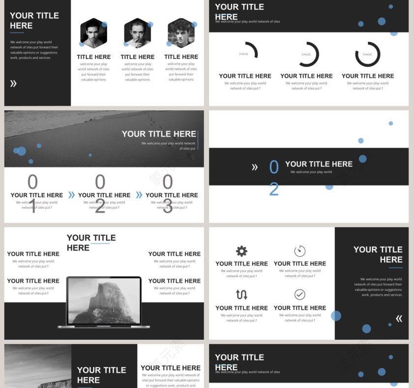 欧美经典商务时尚工作总结PPT模板 第2张