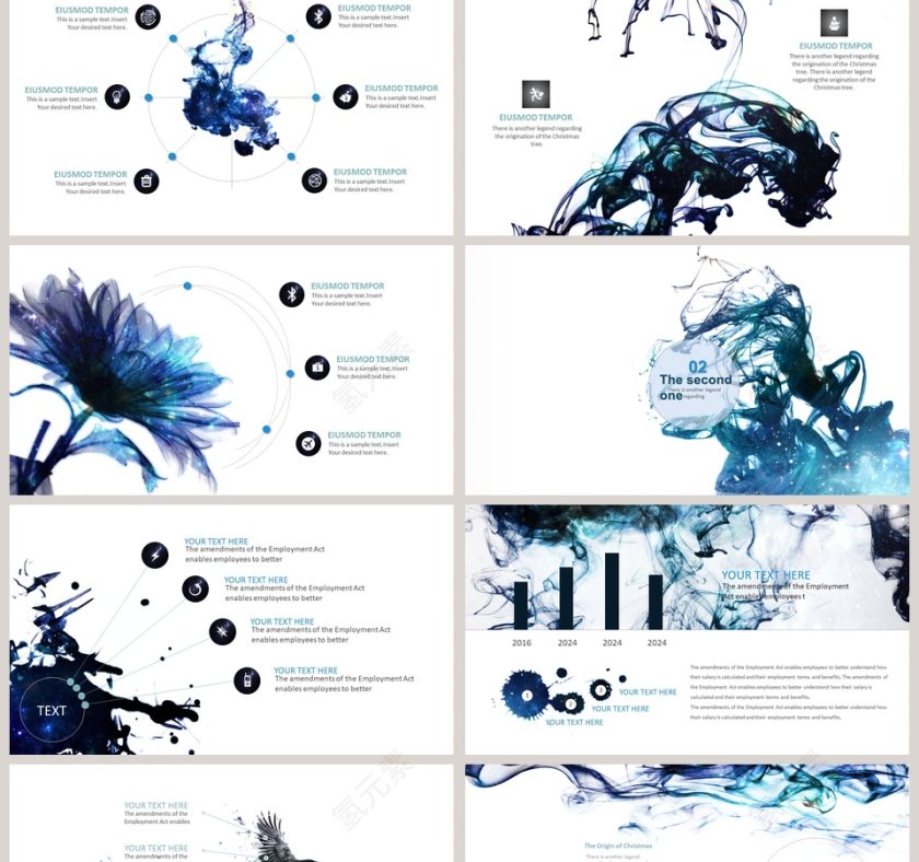 彩墨风格企业年终总结计划PPT第2张