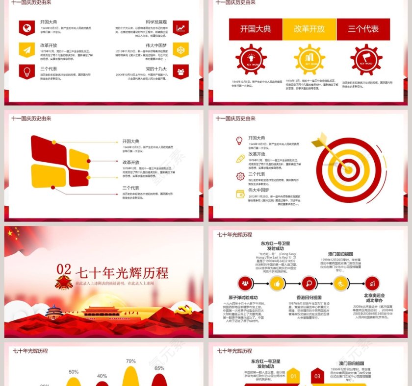 中国奋进新时代建国七十周年ppt第2张