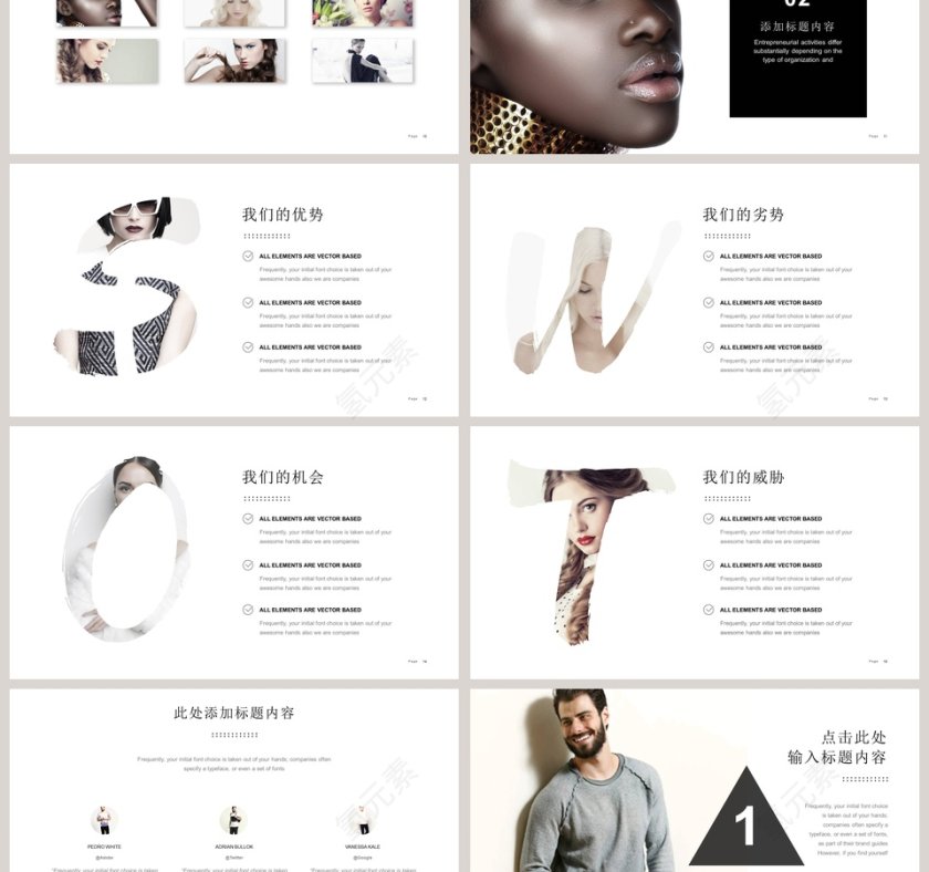 时尚品牌宣传PPT模板欧美风极简约PPT模板 第3张