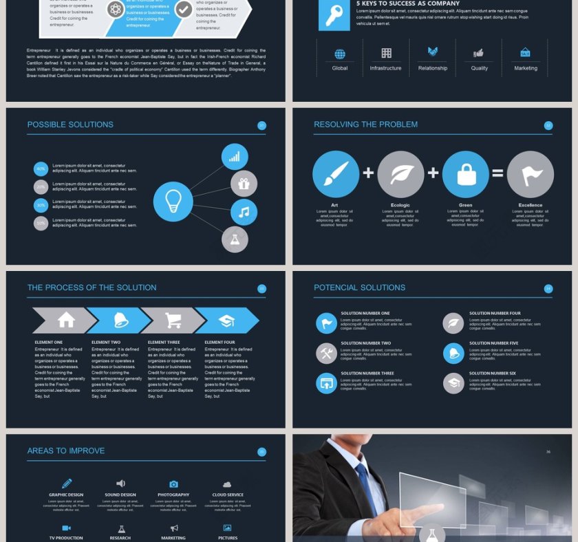 欧美经典商务时尚工作总结PPT模板 第6张