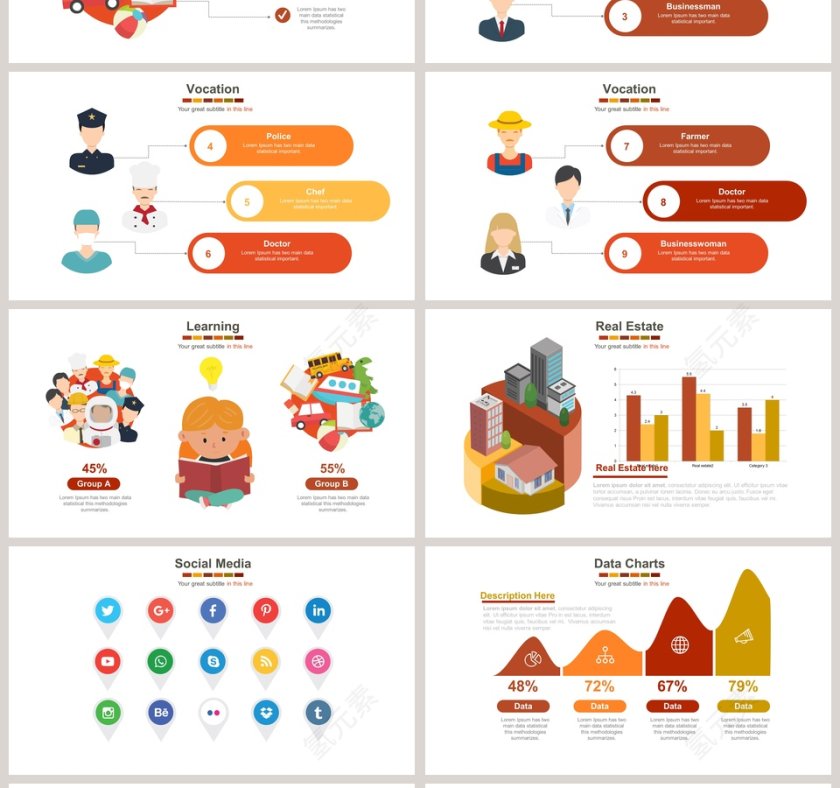 旅游综合可视化图表集PPT模板第4张