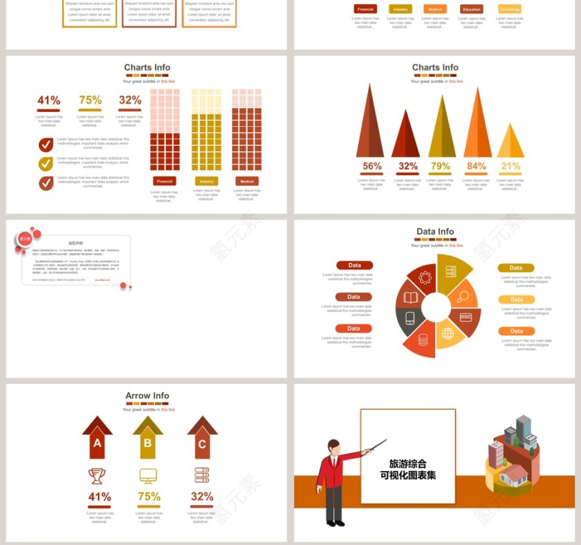 旅游综合可视化图表集PPT模板第7张