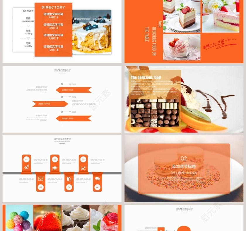 橙色简约蛋糕小清新PPT第2张
