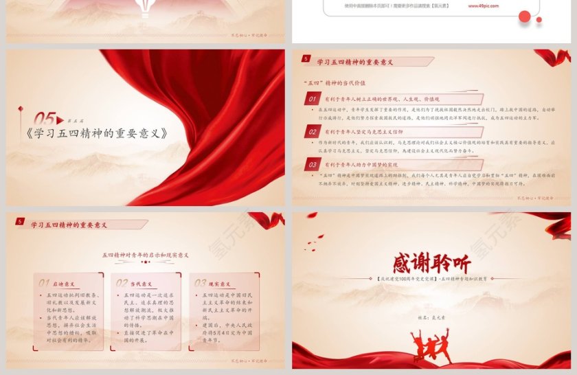 弘扬五四精神五四精神专题知识教育PPT模板第4张