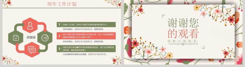 清新水彩花卉年度工作总结汇报PPT第5张