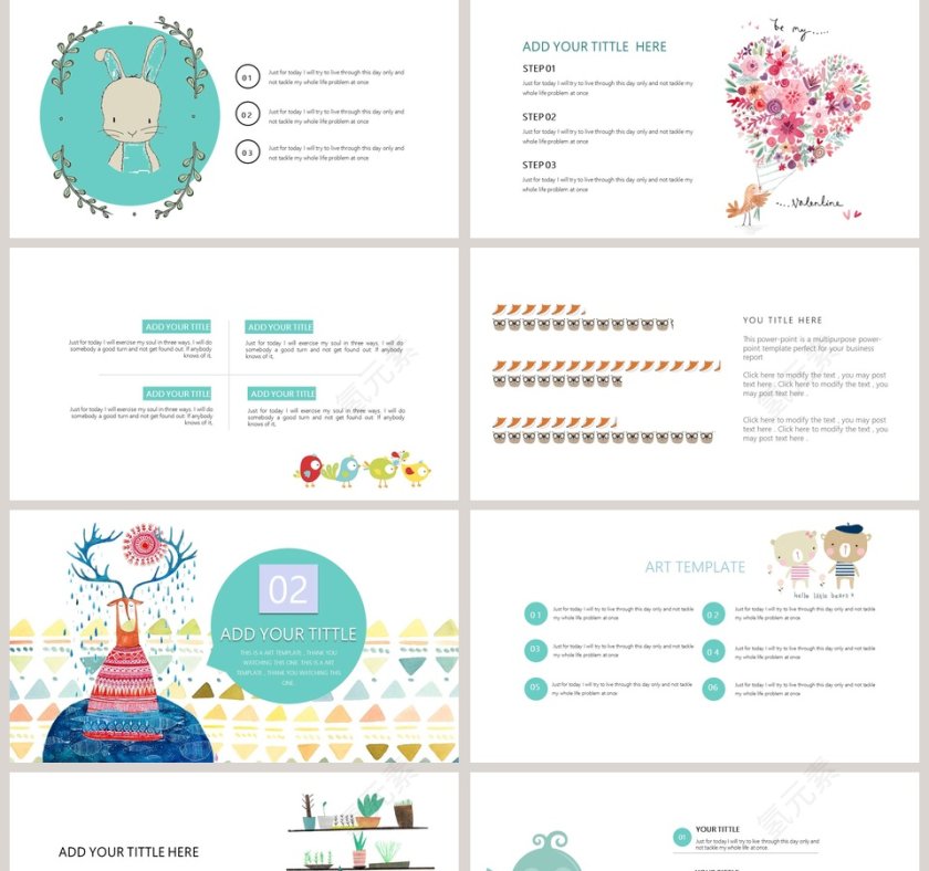 手绘小清新总结通用模板第2张