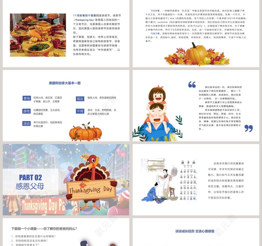 感恩节主题班会活动概况PPT第2张