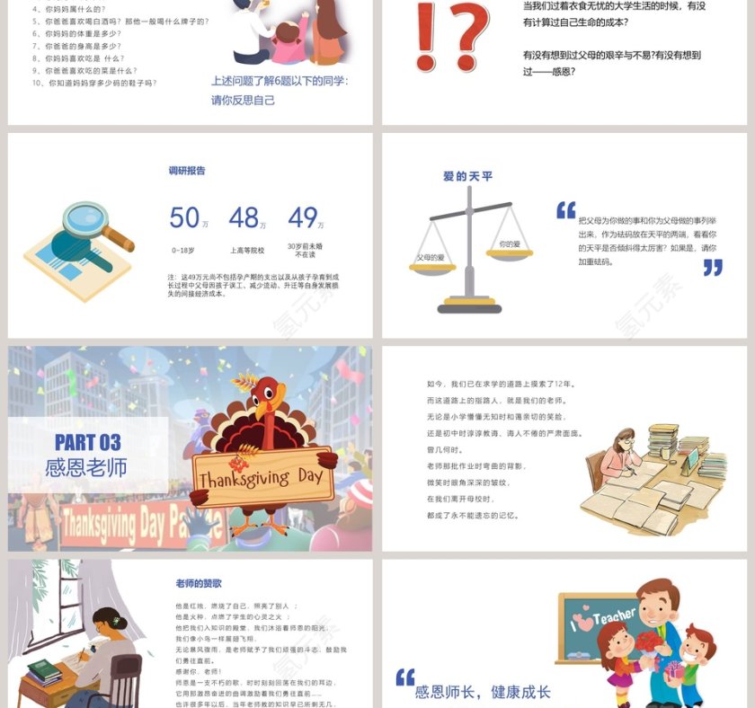 感恩节主题班会活动概况PPT第3张