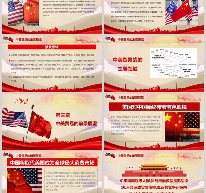 简约清新中美贸易战解读学习PPT模板第3张