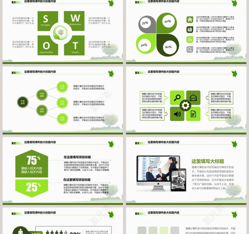 绿色环保总结汇报类PPT模板环保PPT第2张