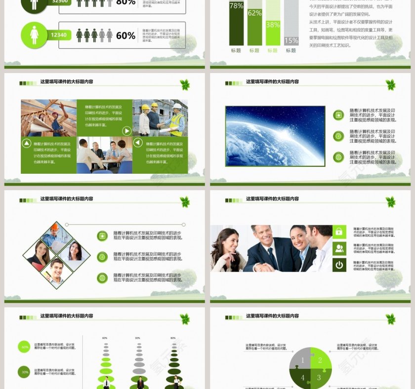 绿色环保总结汇报类PPT模板环保PPT第3张