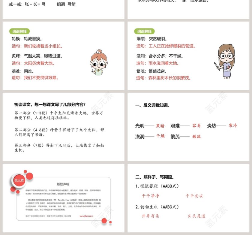 羿射九日语文教学课件PPT模板第4张