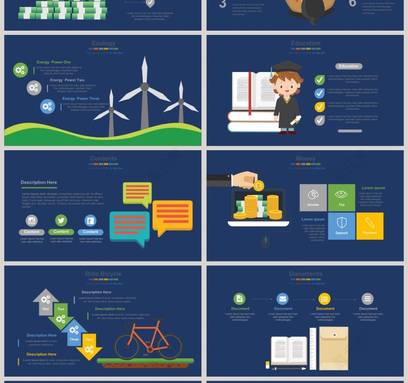 教育金融互联网可视化图表集PPT模板第4张