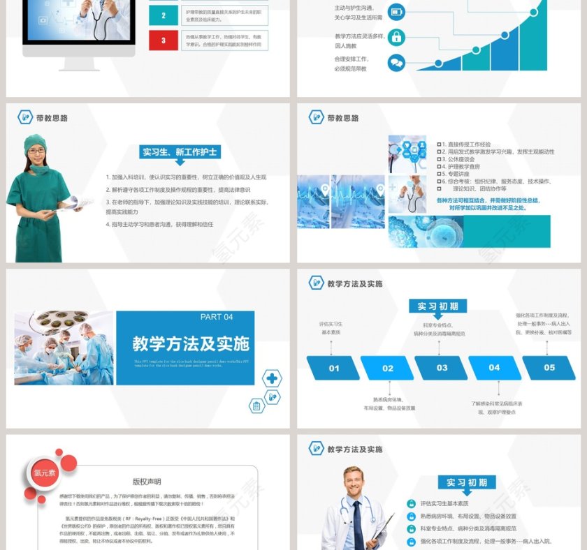 清新蓝色护理总带教竞聘竞聘PPT模板  第3张