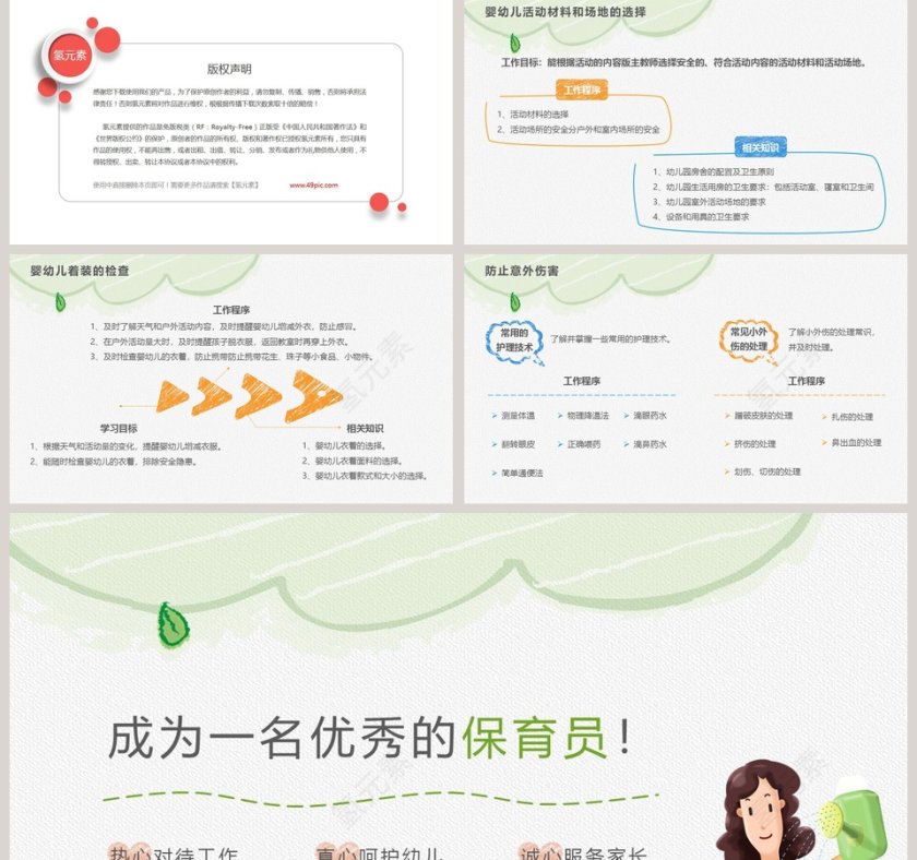 幼儿园保育员工作培训PPT模板第5张