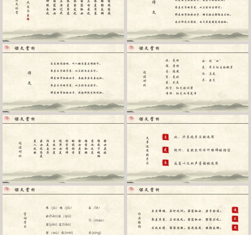 人教版初中语文课件范本PPT-关雎第3张