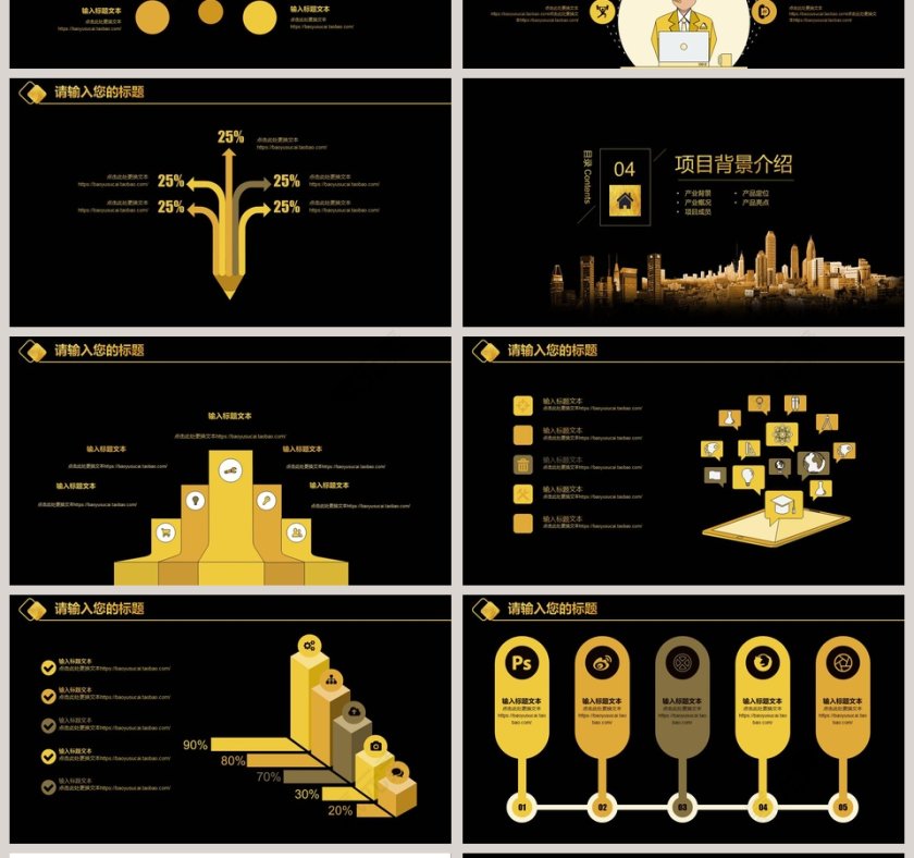 房地产行业金色商业计划书PPT模板第4张