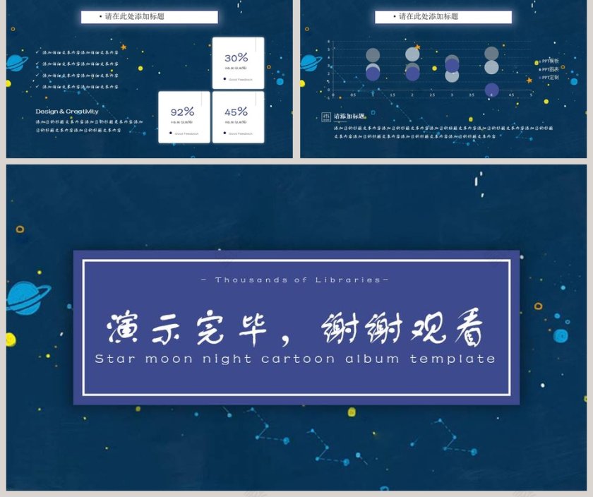 星月夜卡通画册模板第5张