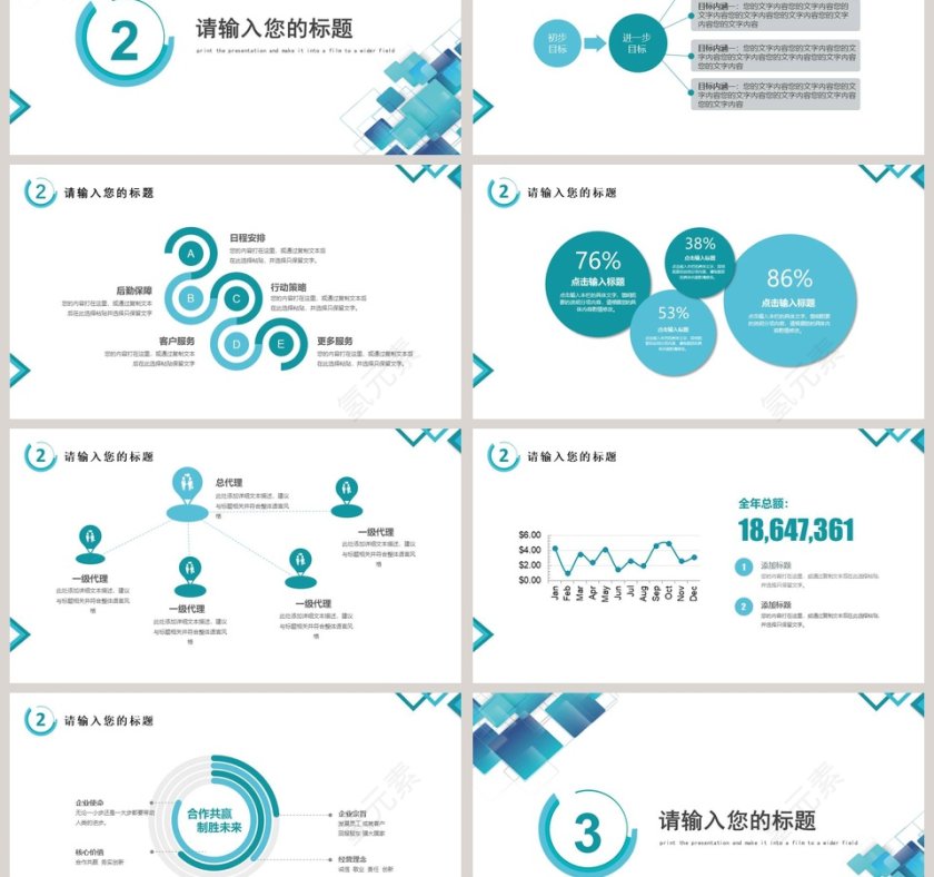蓝色简约清新商务汇报总结PPT第3张