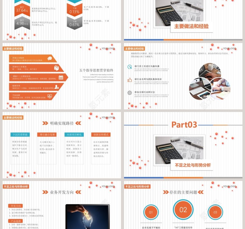 简洁销售部年终总结PPT模板第3张