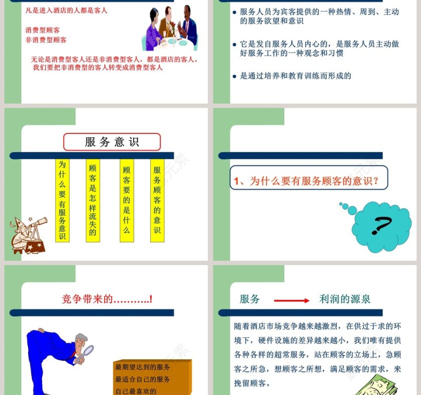 绿色简约清新服务意识培训ppt第3张