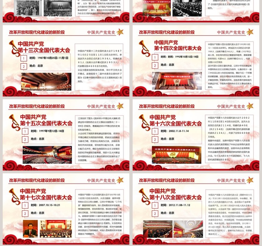 红色中共党史光辉的历程ppt模板第7张