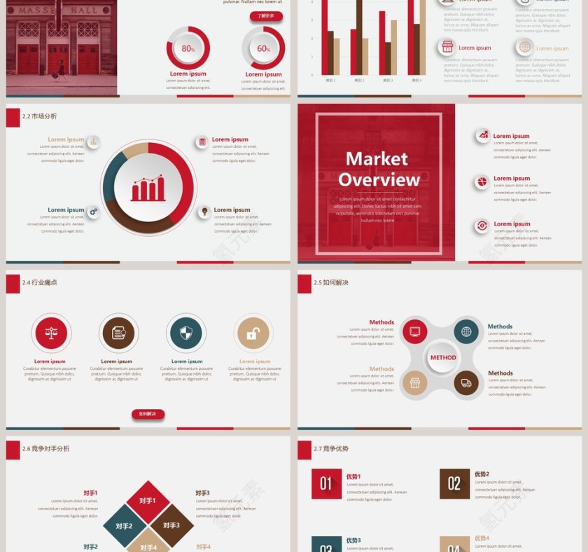 精美红色大气创业计划PPT模板第3张