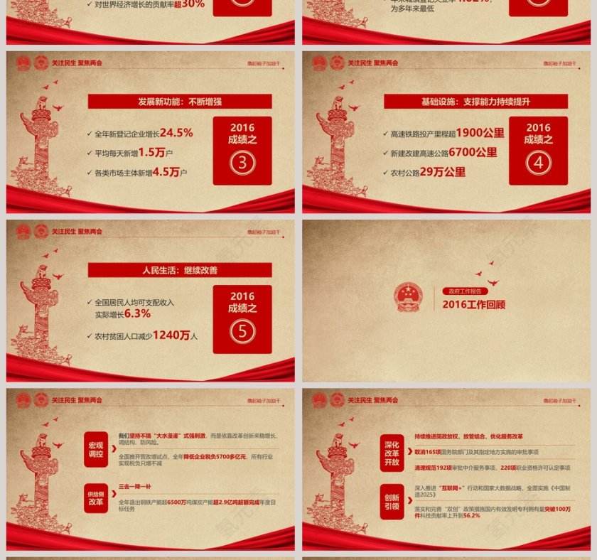 聚焦2019两会PPT凝心聚力谋发展撸起袖子加油干第4张