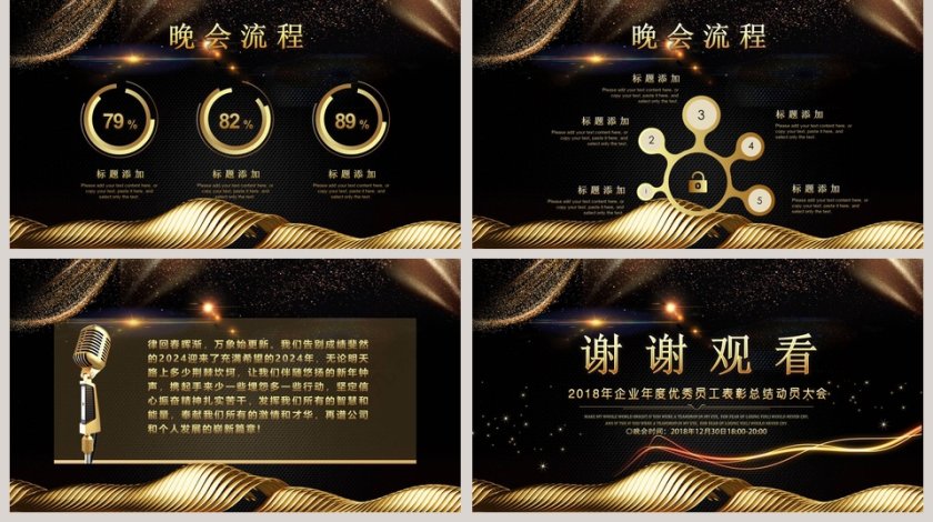 黑色大气年度优秀员工表彰总结大会ppt第5张