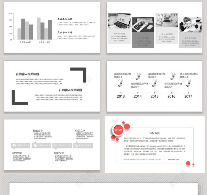 黑白动物风格工作总结ppt模板第5张